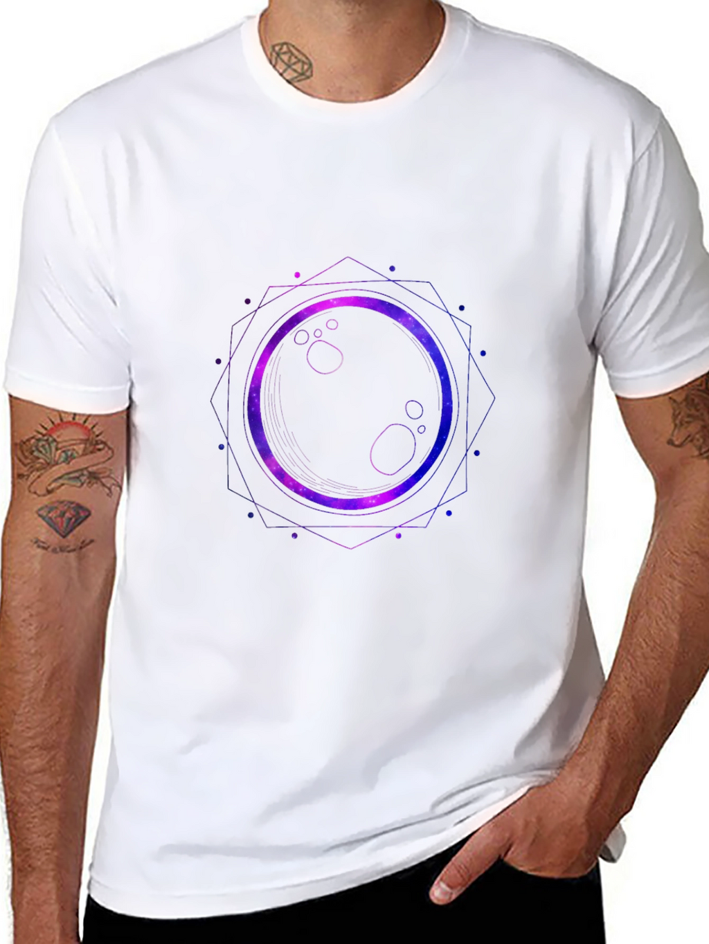 Cosmic Eclipse Graphic Tee - Black Cotton Blend