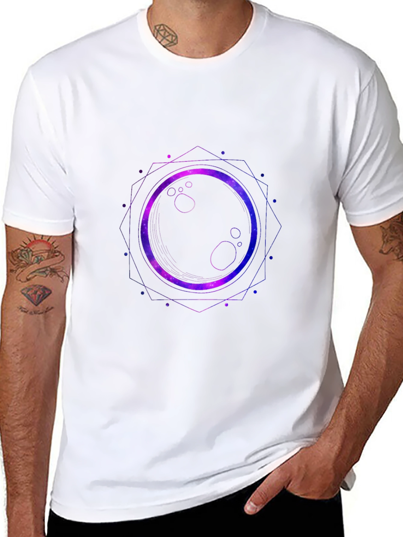 Cosmic Eclipse Graphic Tee - Black Cotton Blend