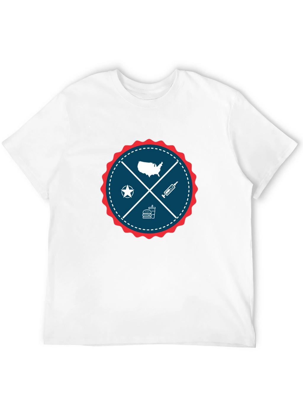 Patriotic USA Graphic T-Shirt - Crew Neck