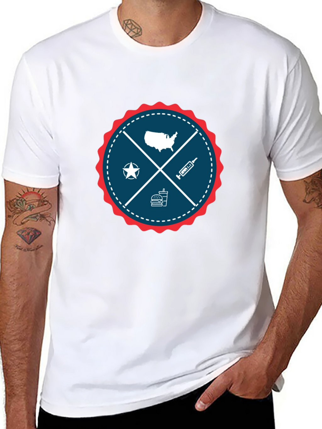 Patriotic USA Graphic T-Shirt - Crew Neck