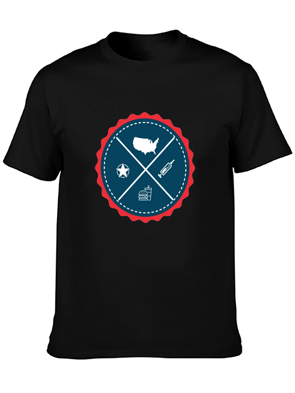Patriotic USA Graphic T-Shirt - Crew Neck
