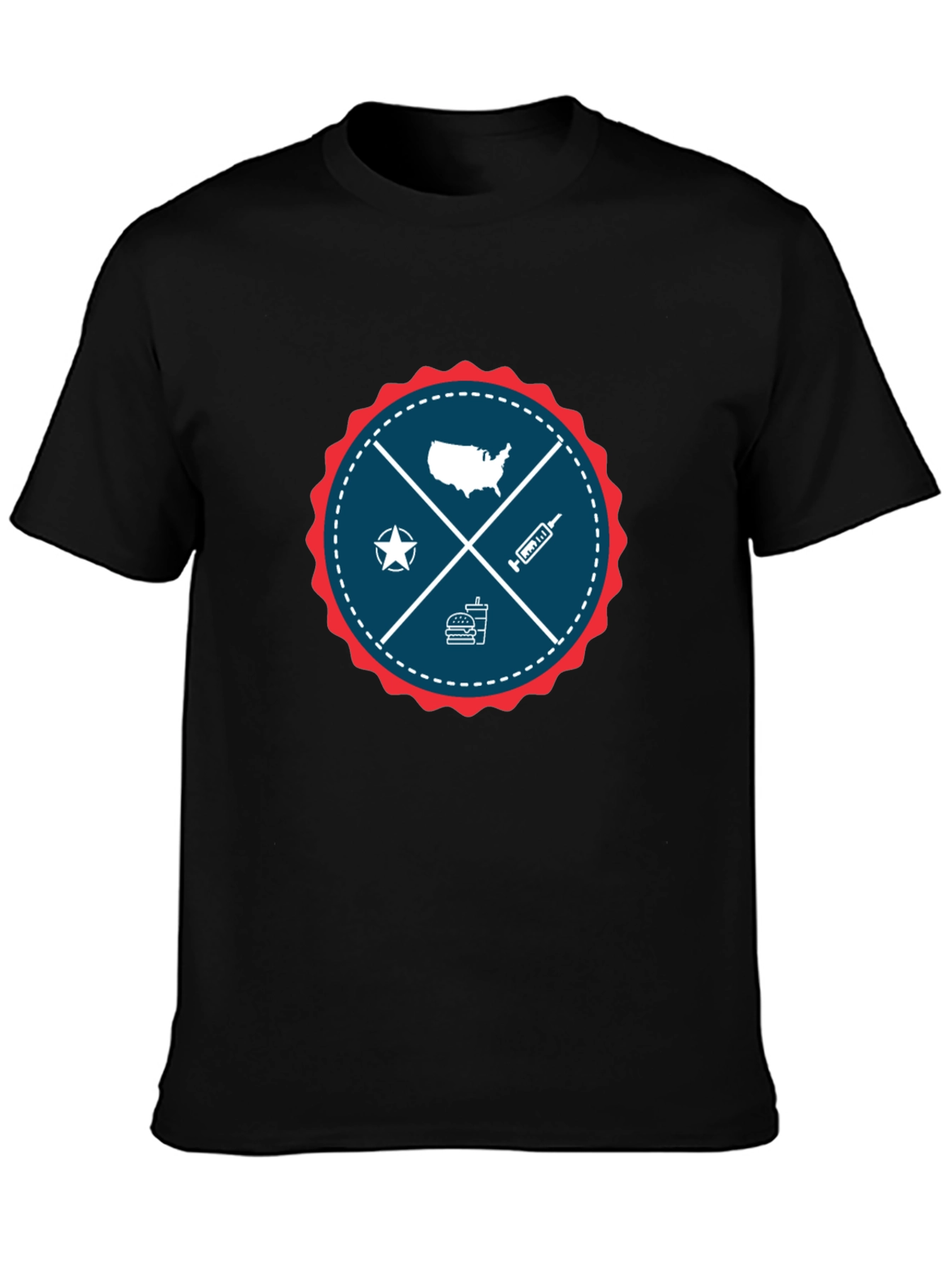 Patriotic USA Graphic T-Shirt - Crew Neck