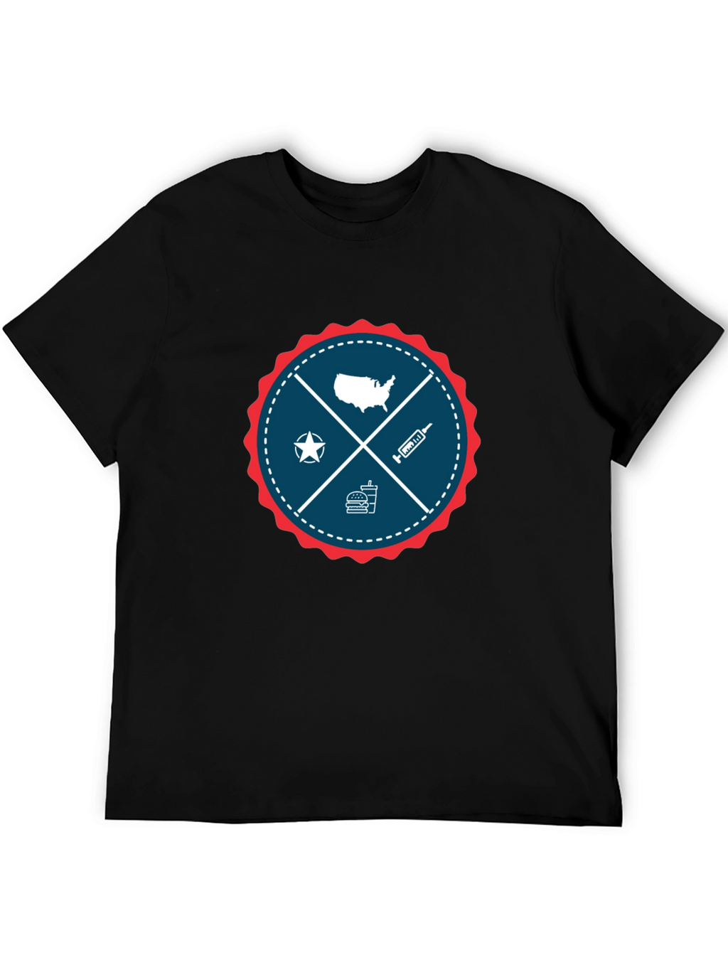 Patriotic USA Graphic T-Shirt - Crew Neck