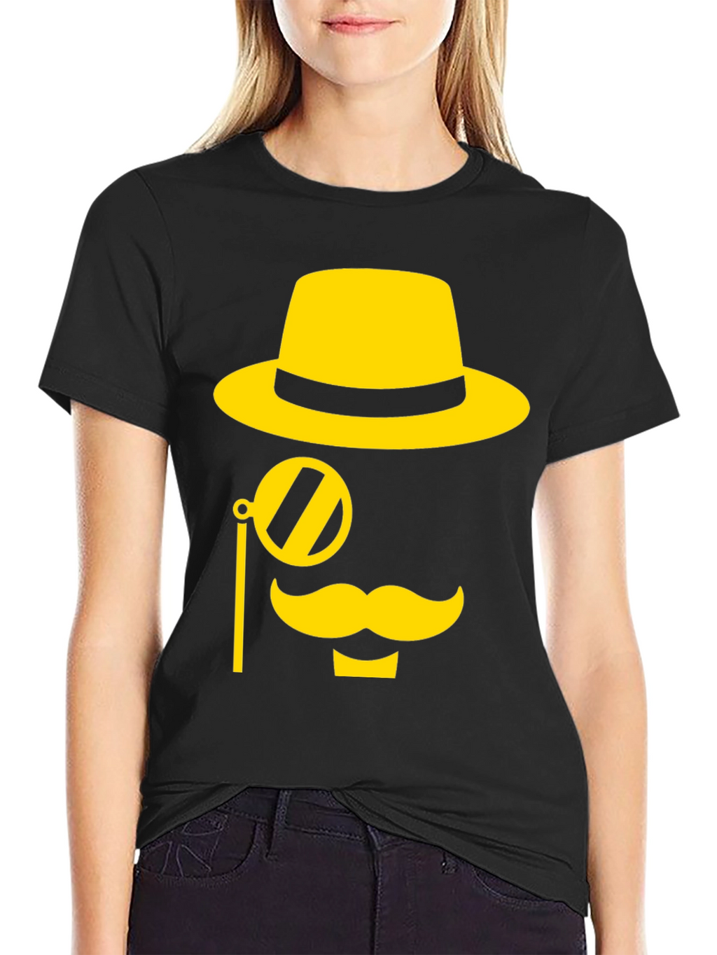 Gentleman Graphic Tee - Black T-Shirt with Yellow Design
