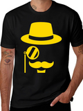 Gentleman Graphic Tee - Black T-Shirt with Yellow Design