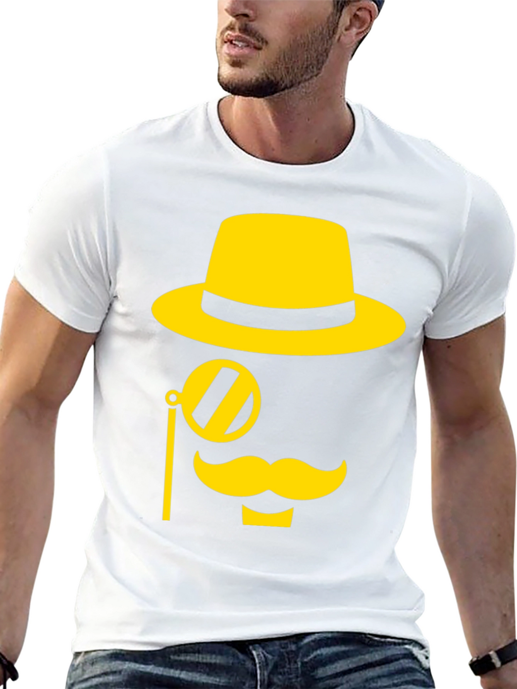 Gentleman Graphic Tee - Black T-Shirt with Yellow Design