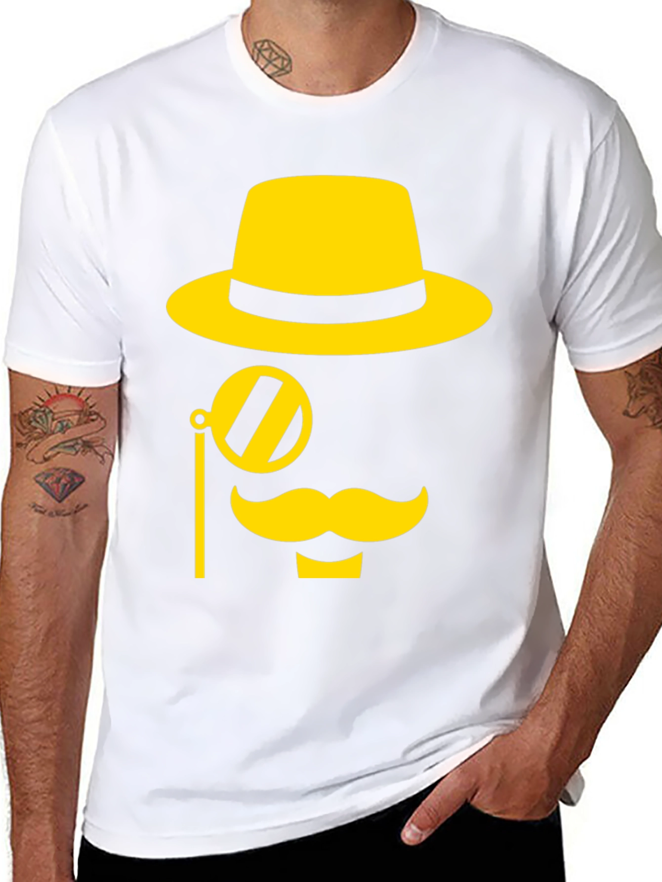 Gentleman Graphic Tee - Black T-Shirt with Yellow Design