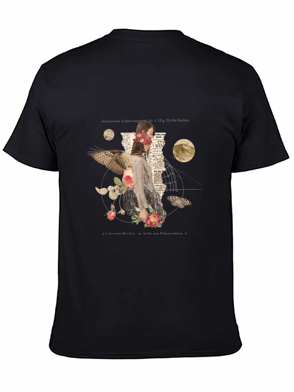 Surreal Floral Graphic Print Black T-Shirt