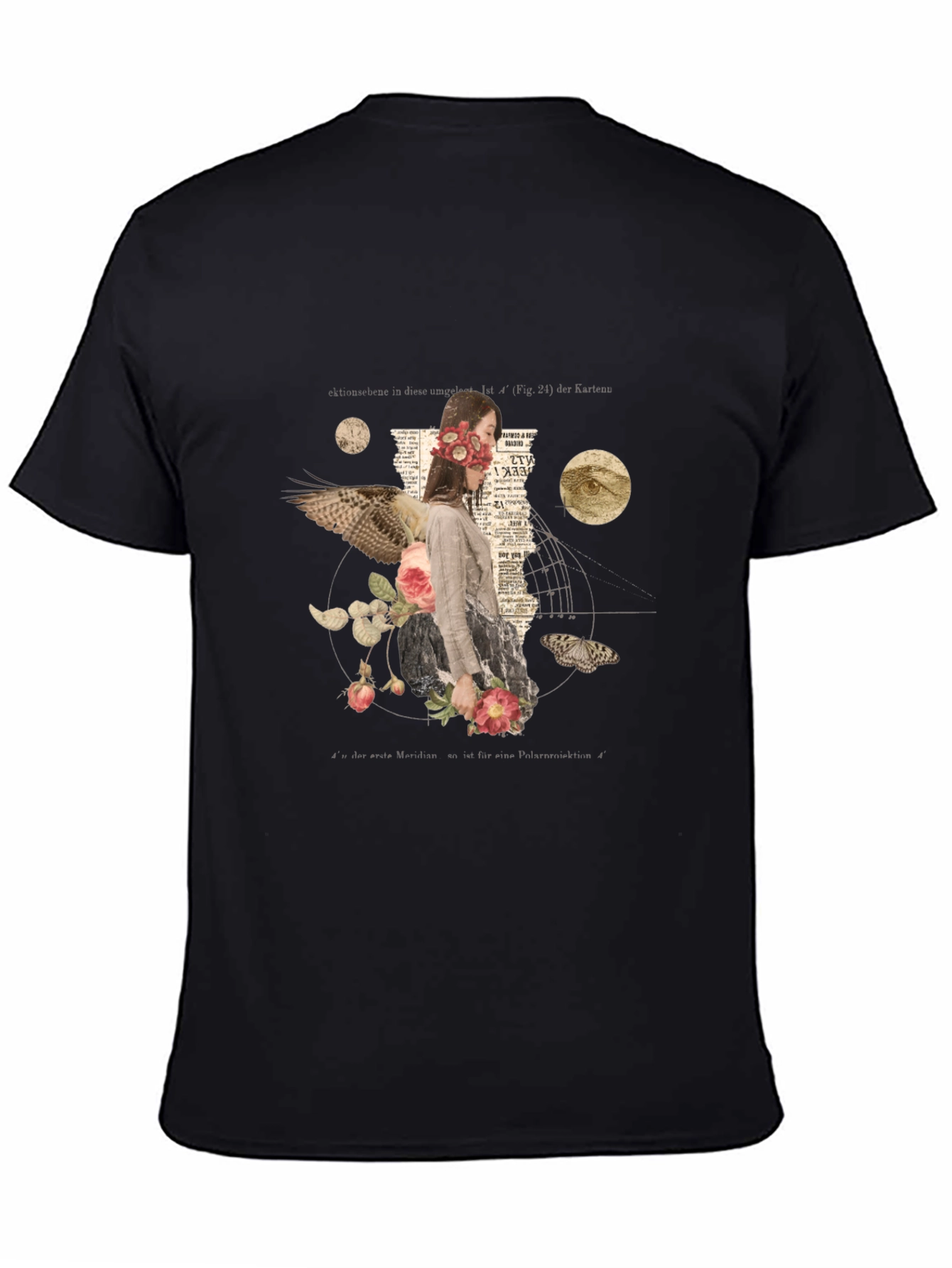 Surreal Floral Graphic Print Black T-Shirt