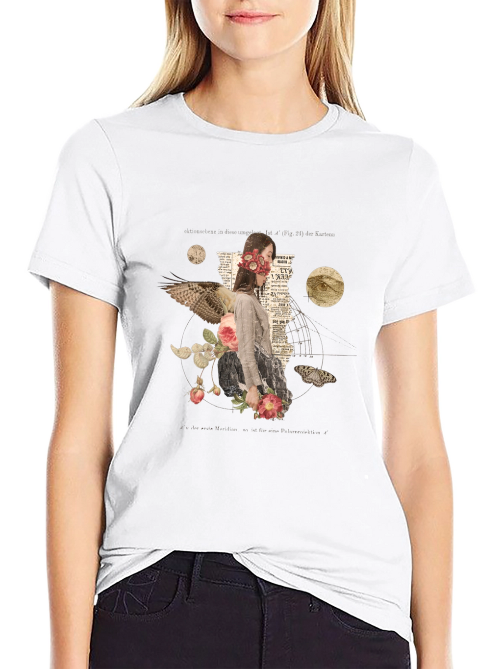 Surreal Floral Graphic Print Black T-Shirt