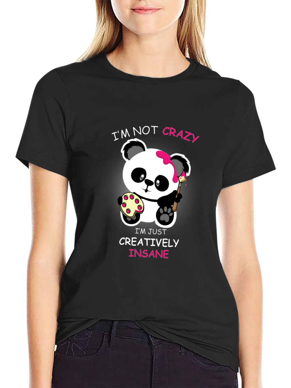 Cute Panda Artist Graphic T-Shirt