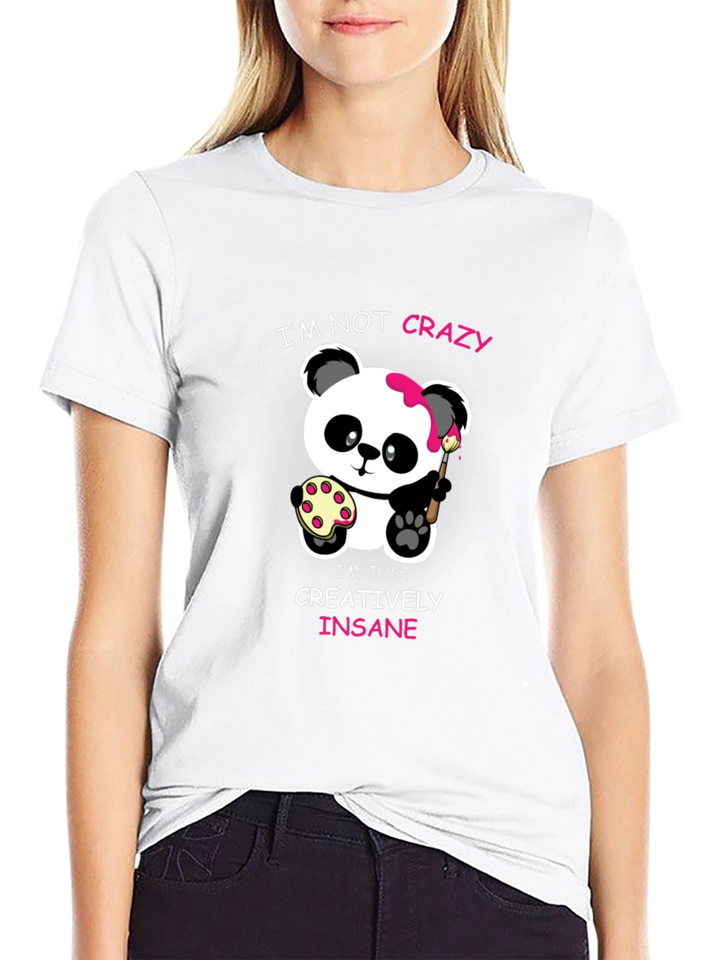 Cute Panda Artist Graphic T-Shirt