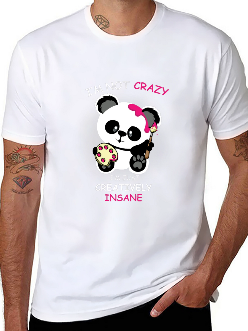 Cute Panda Artist Graphic T-Shirt