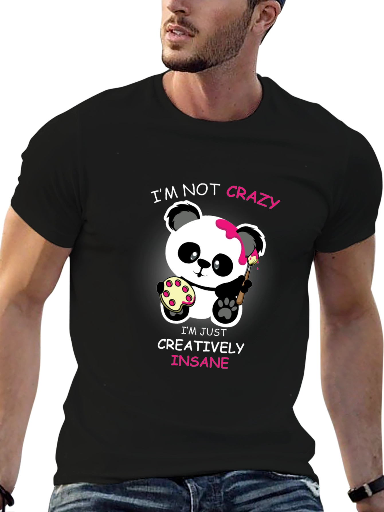 Cute Panda Artist Graphic T-Shirt