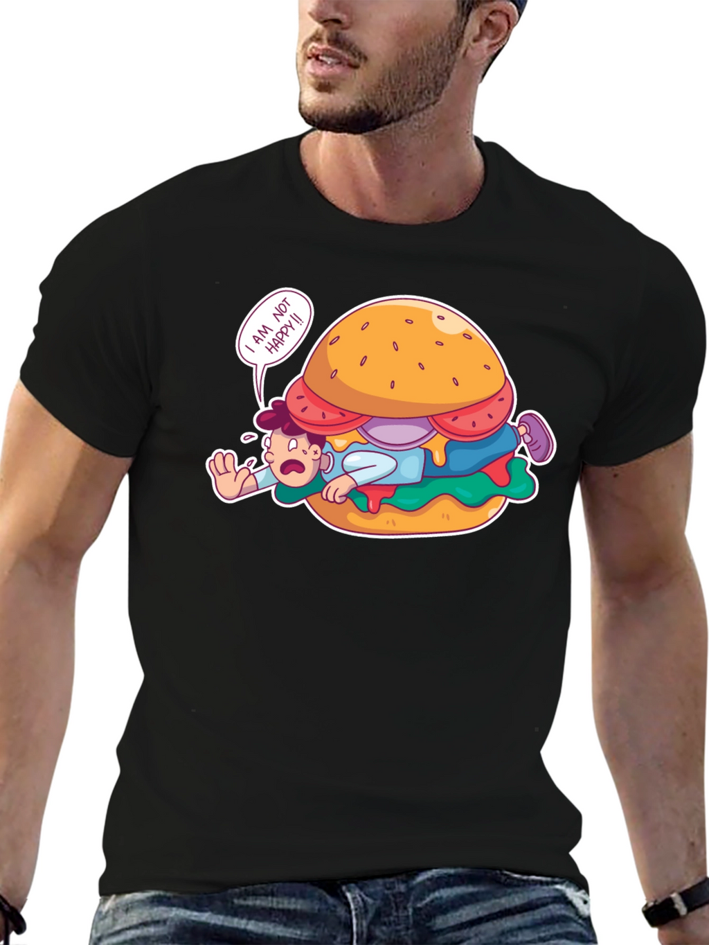 Funny I Am Not Happy Burger Graphic T-Shirt