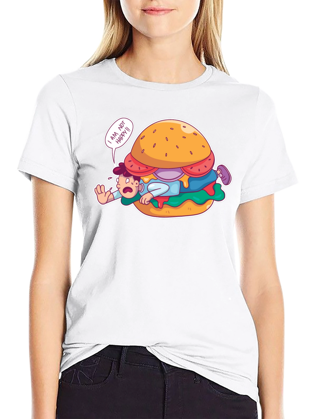 Funny I Am Not Happy Burger Graphic T-Shirt