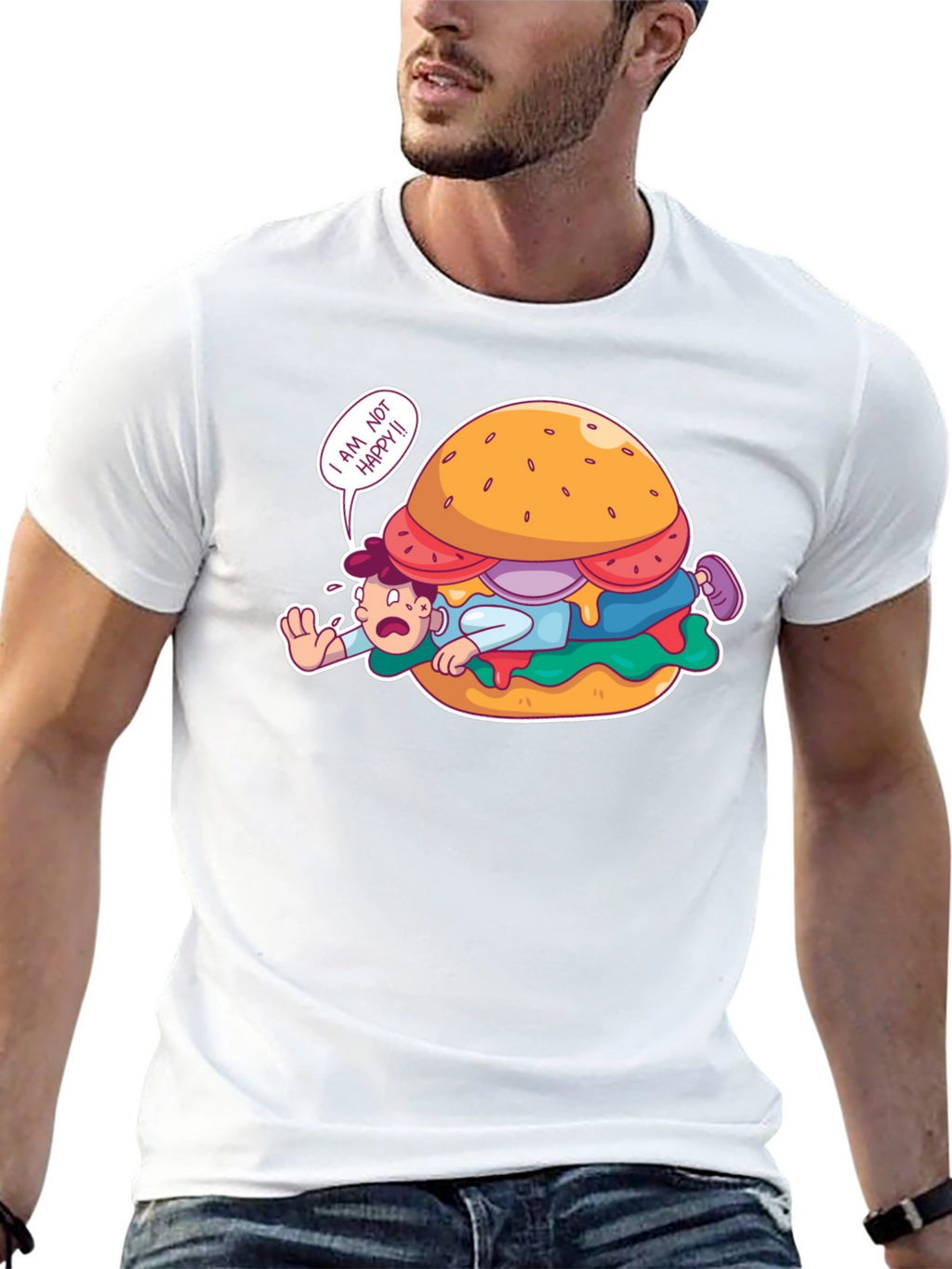 Funny I Am Not Happy Burger Graphic T-Shirt