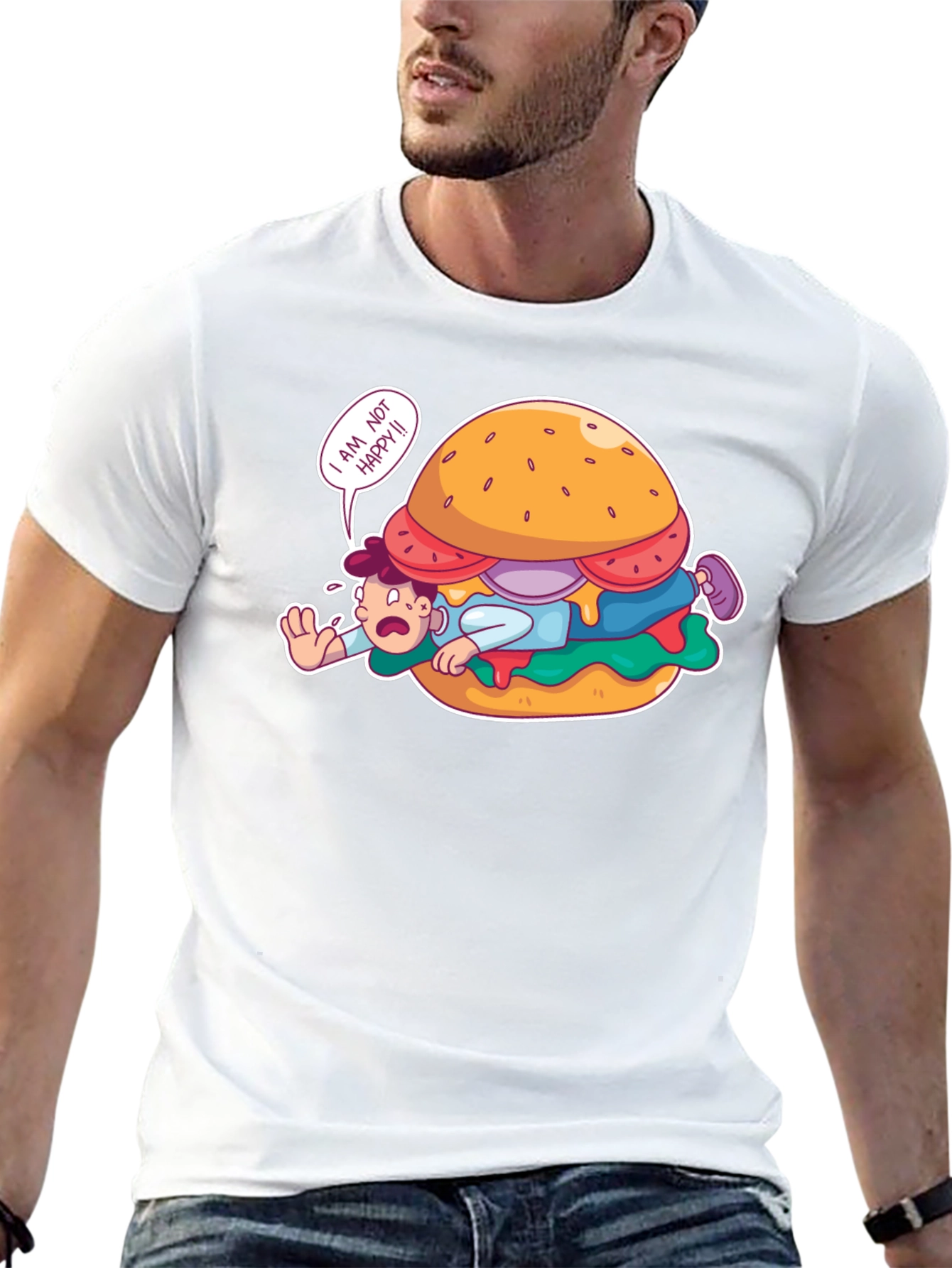 Funny I Am Not Happy Burger Graphic T-Shirt